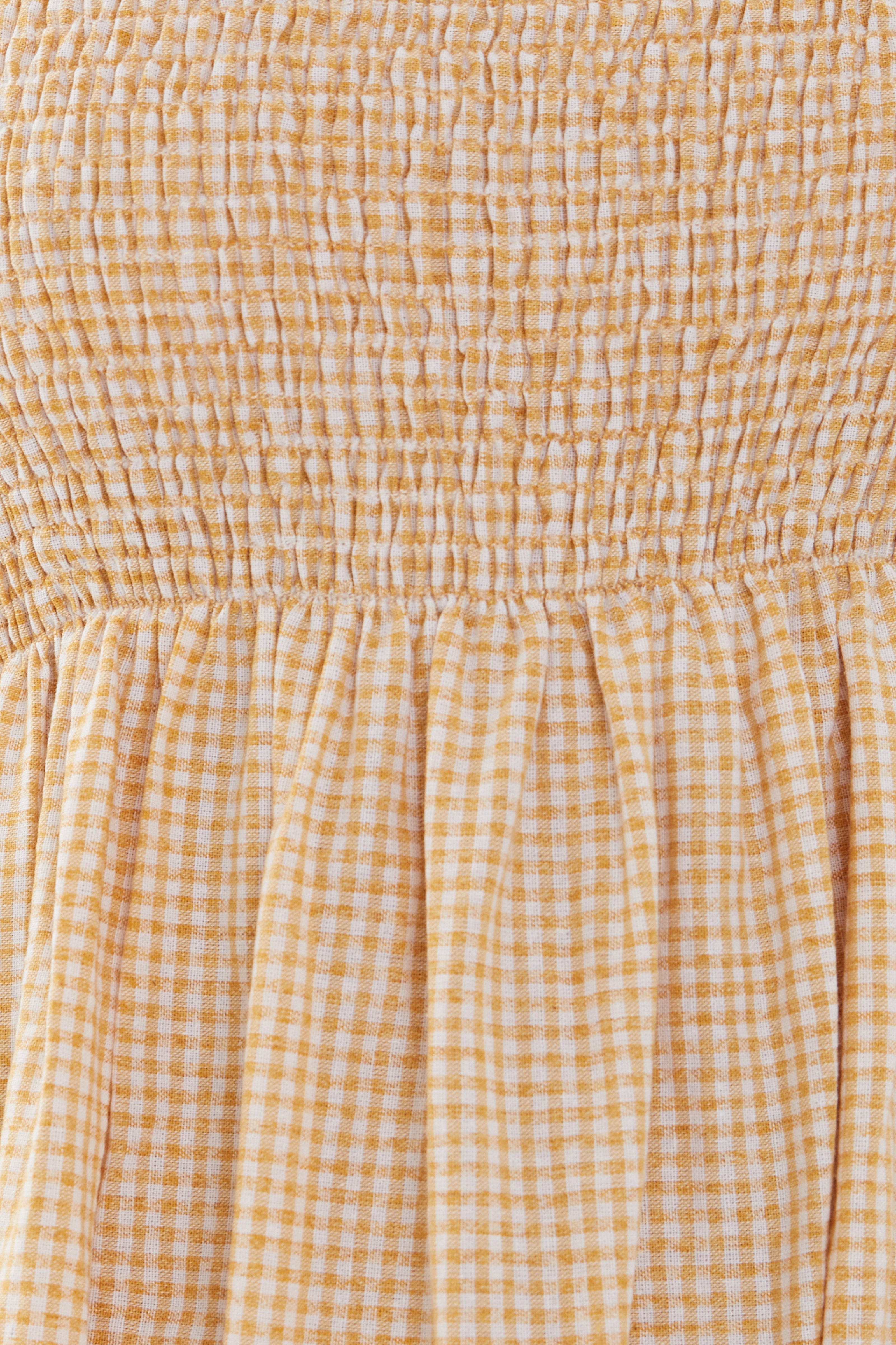 Tiered Sleeveless Shirring Dress in Gingham Yellow