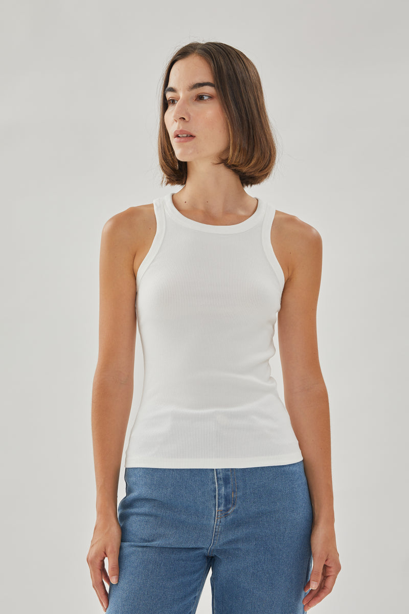 Curved Rib Tank in White