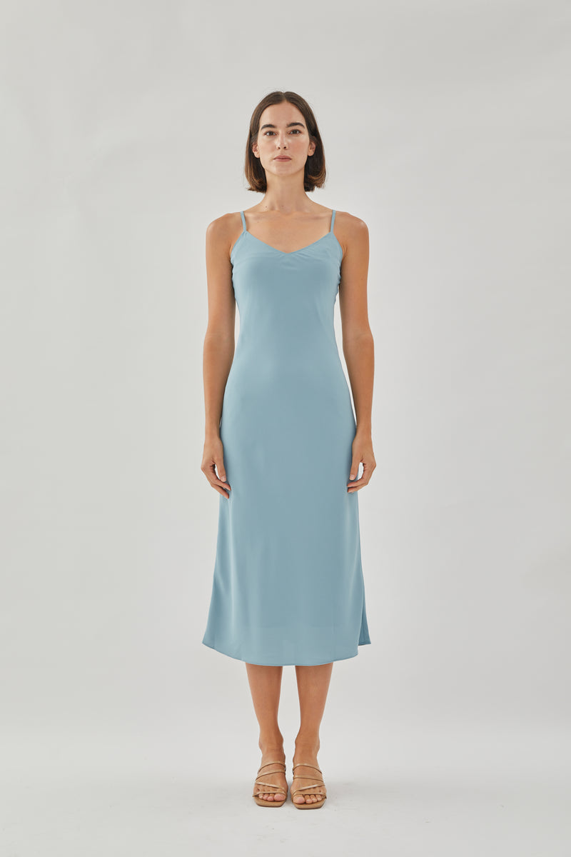 V Neck Slip Dress in Ocean