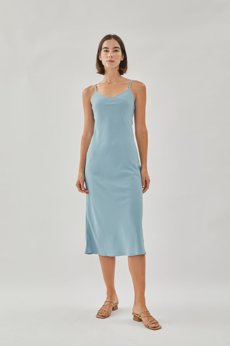 V Neck Slip Dress in Ocean