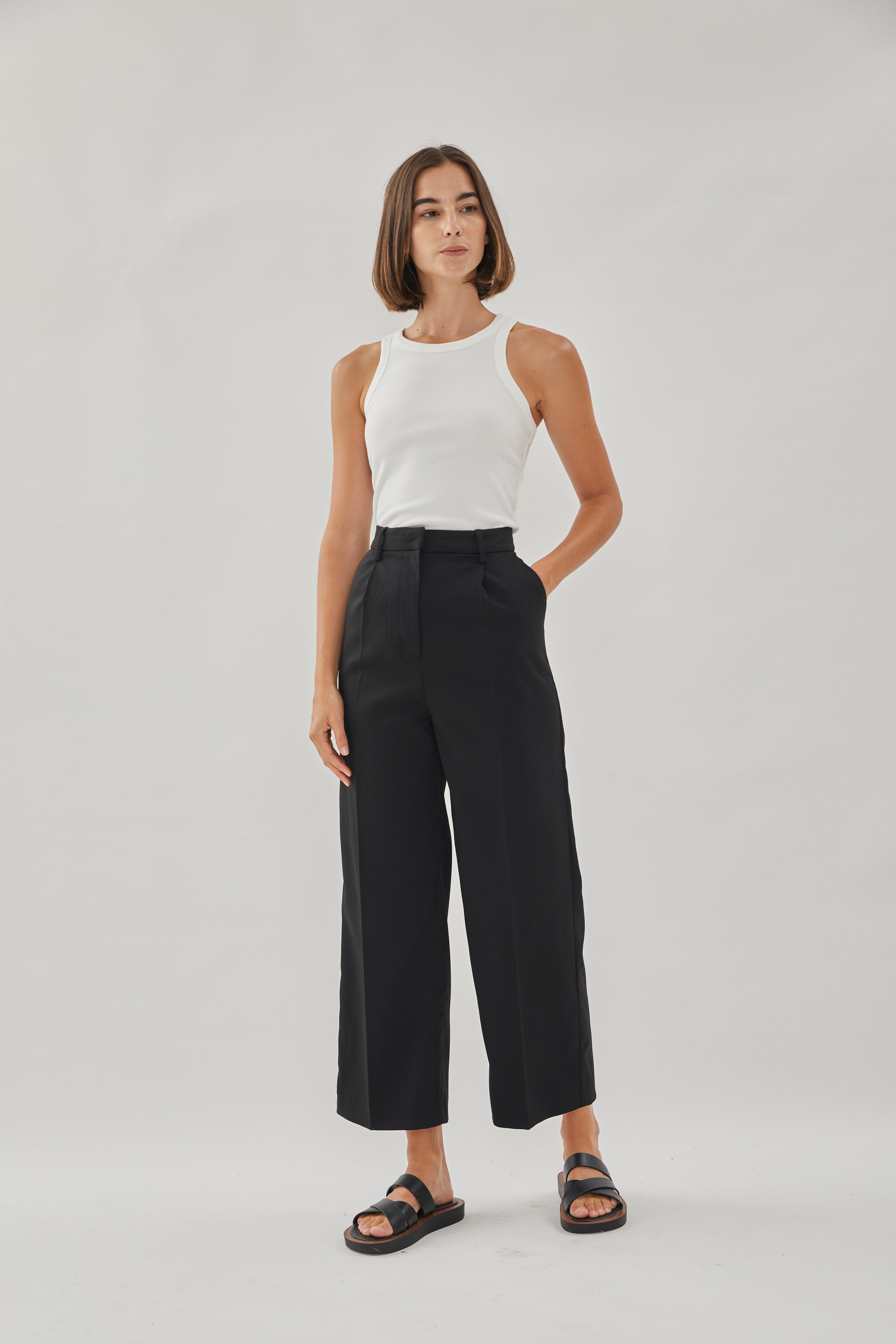 Wide Suit Trousers in Black