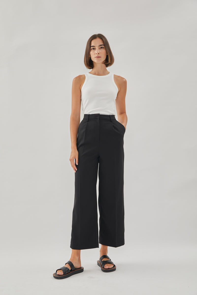 Wide Suit Trousers in Black