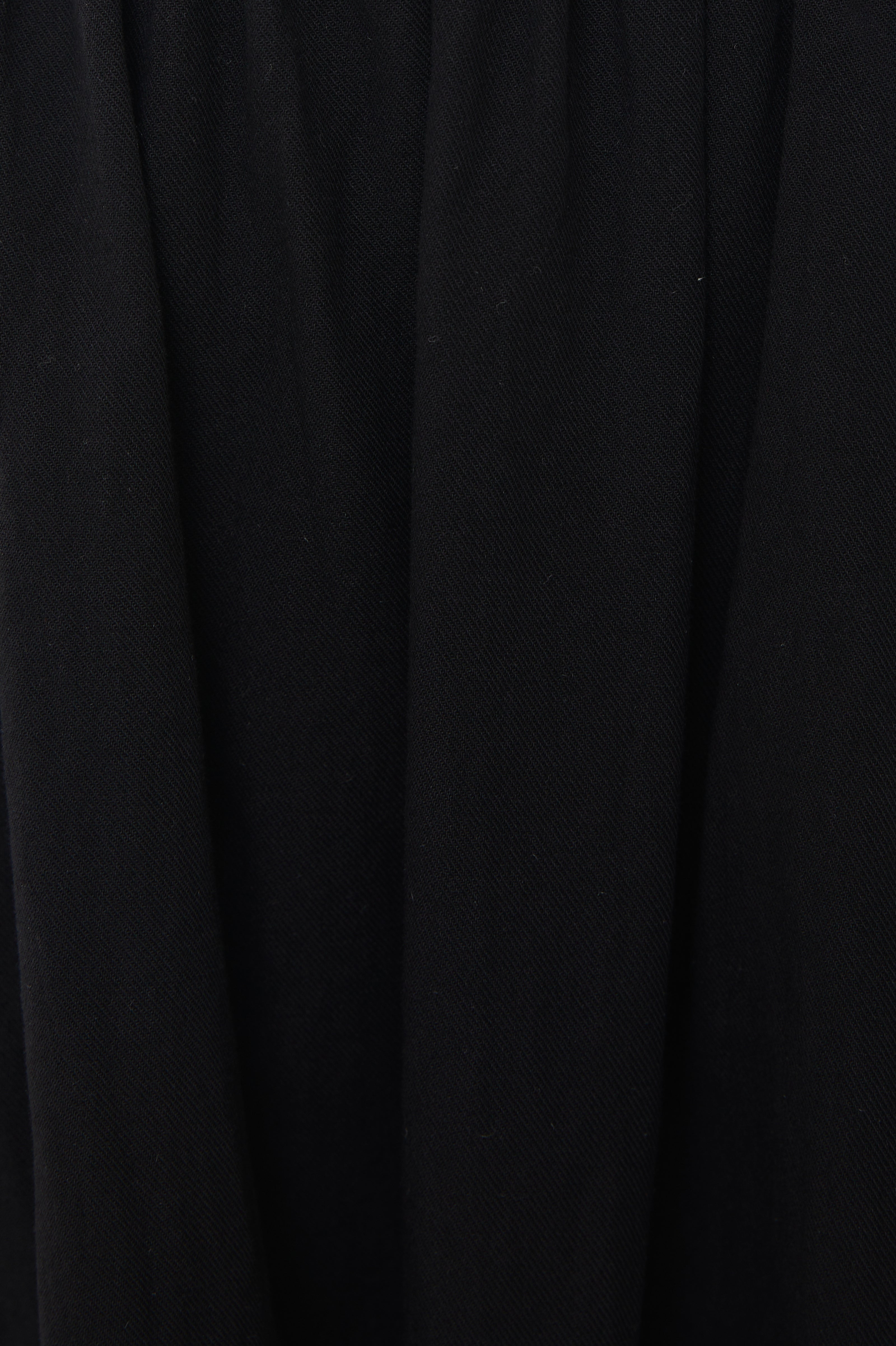 Cotton Gathered Midi Skirt in Black