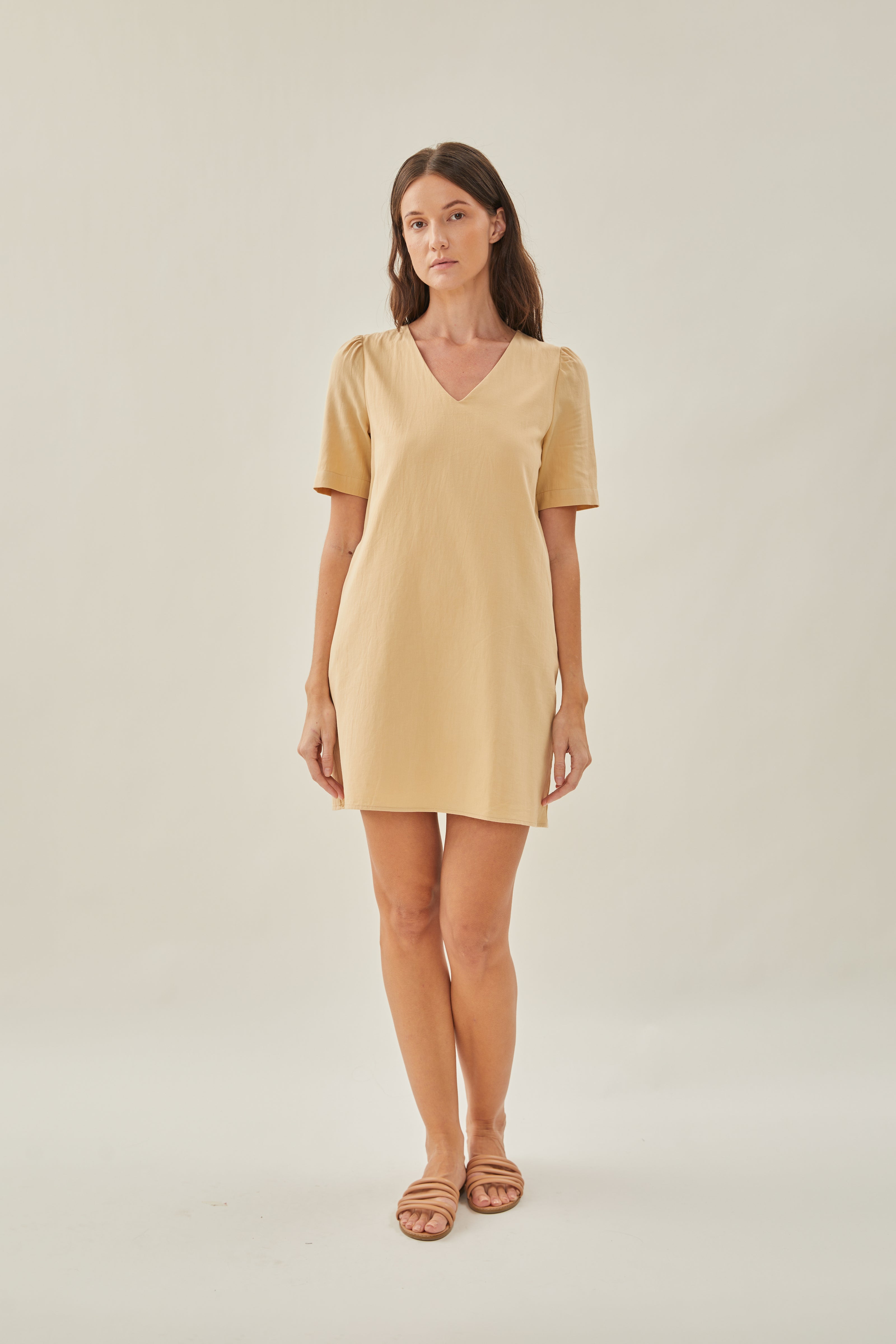 Cotton Shift Dress in Oat