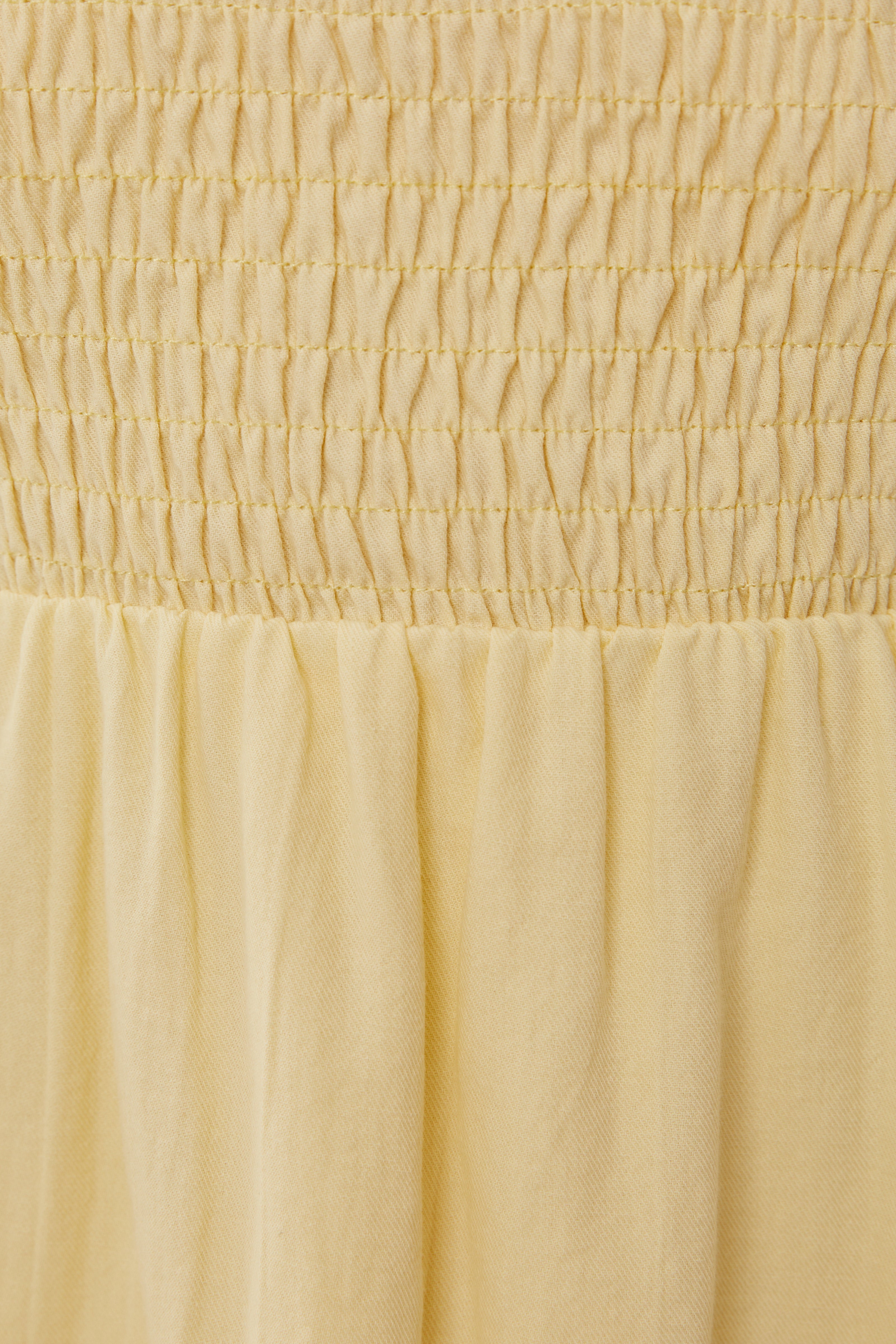 Cotton Shirred Mini Dress in Soft Yellow