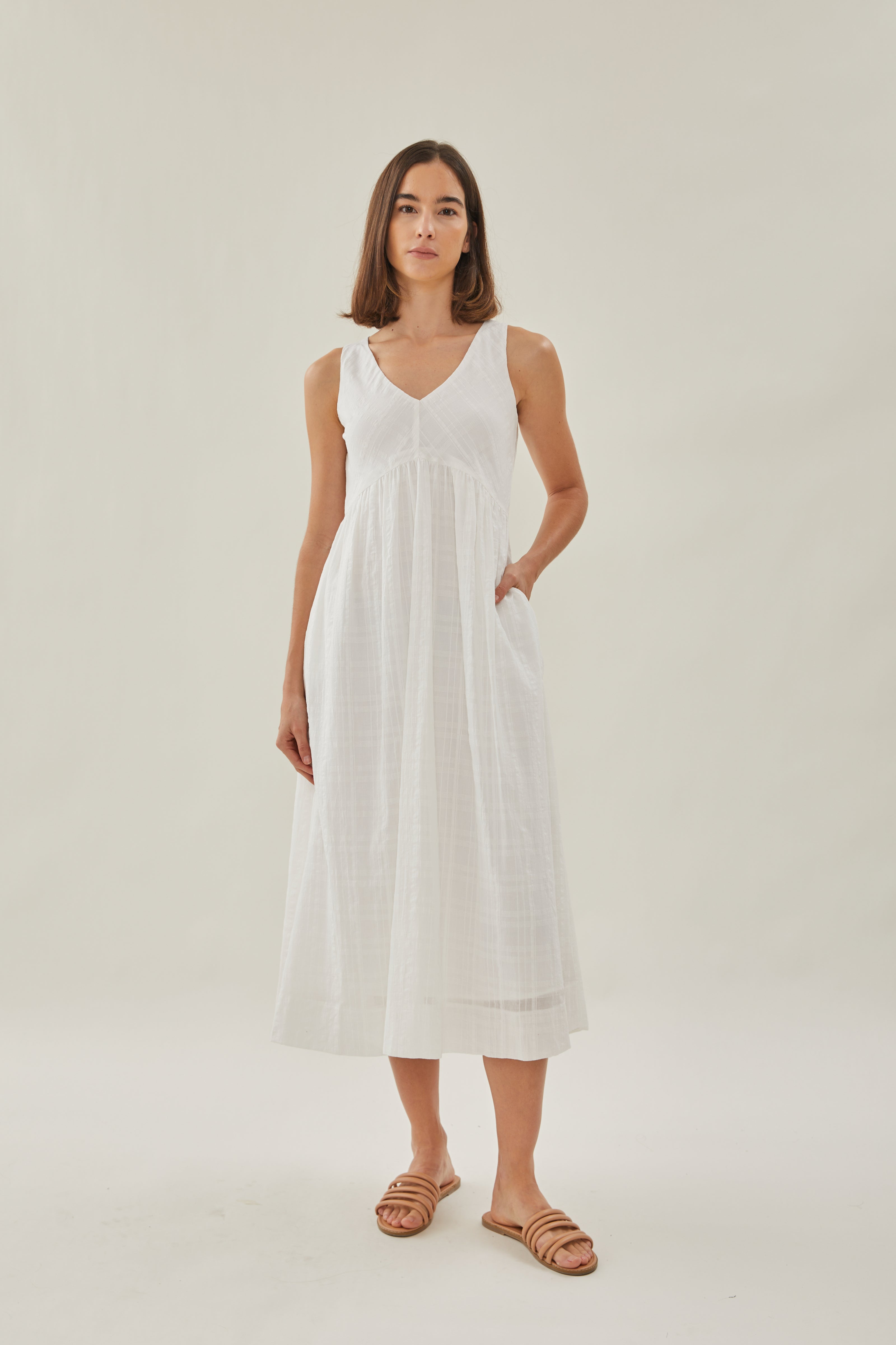 Cotton Midi Sundress in White