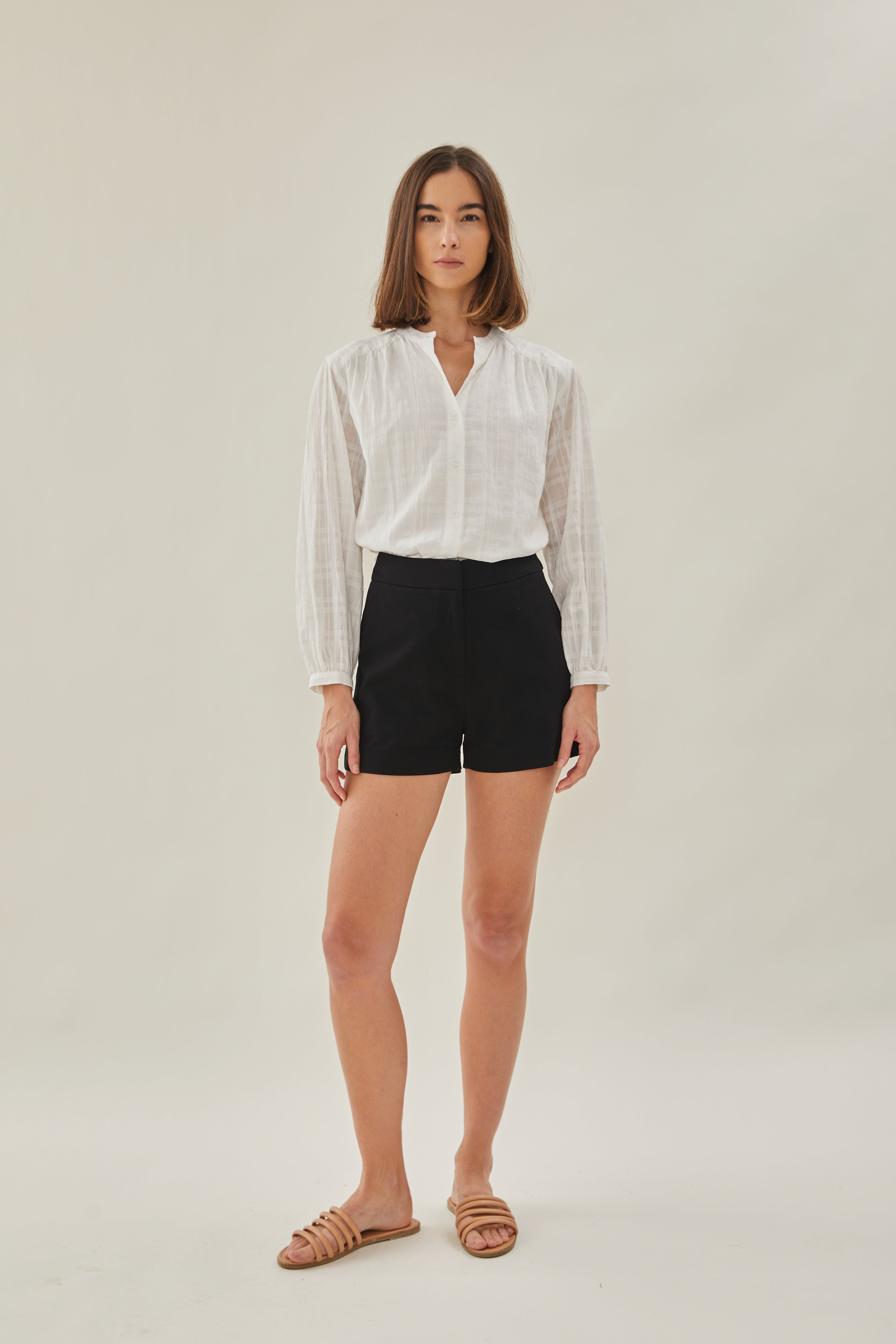 Billowy Cotton Blouse in White
