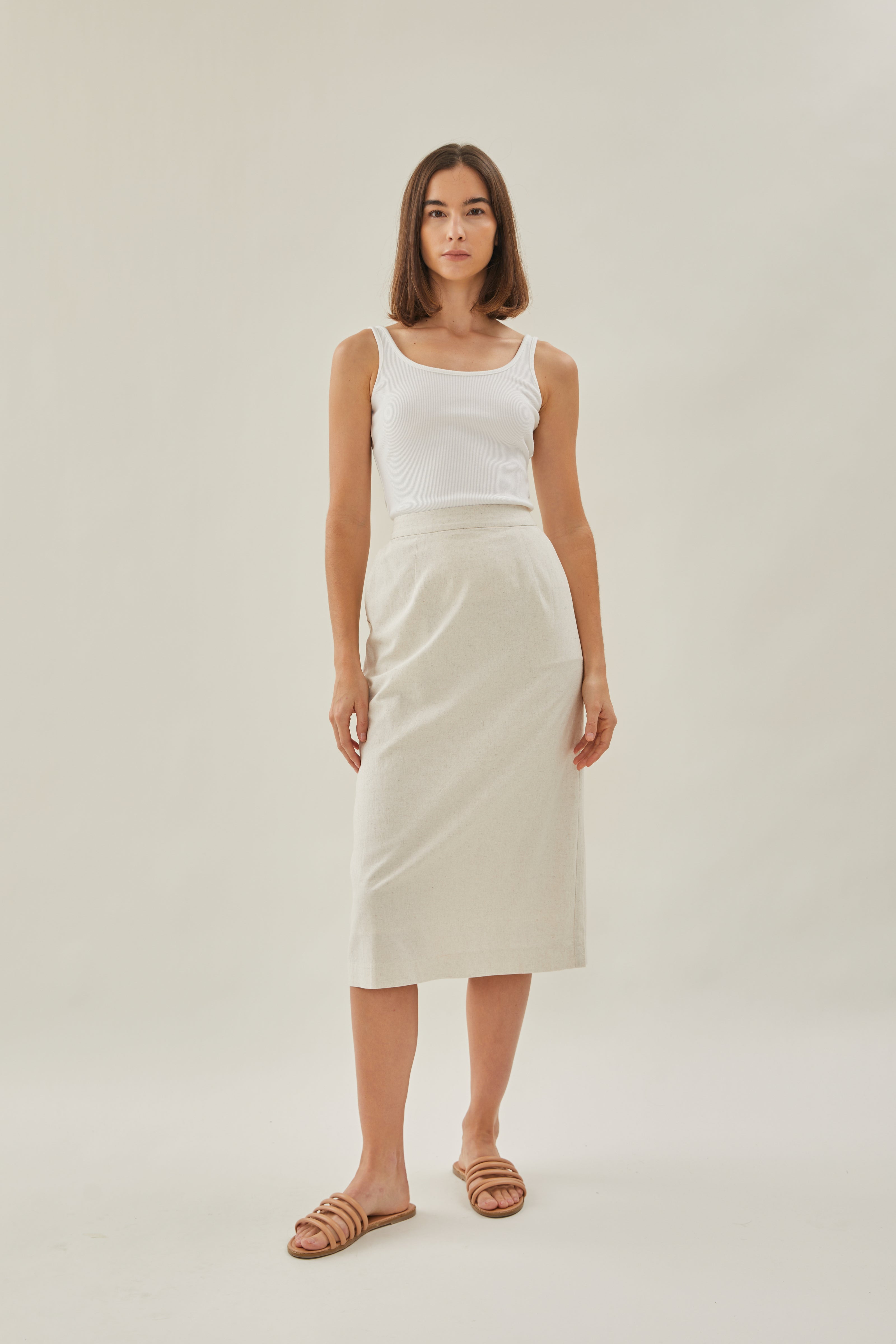 Classic Straight Skirt in Natural