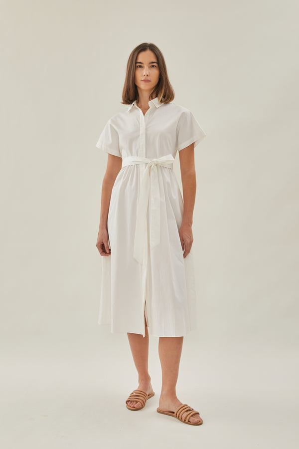 Midi Shirt Dress in White