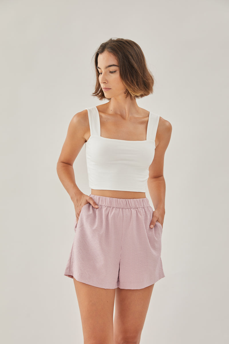 Relaxed Shorts in Stripe Pink