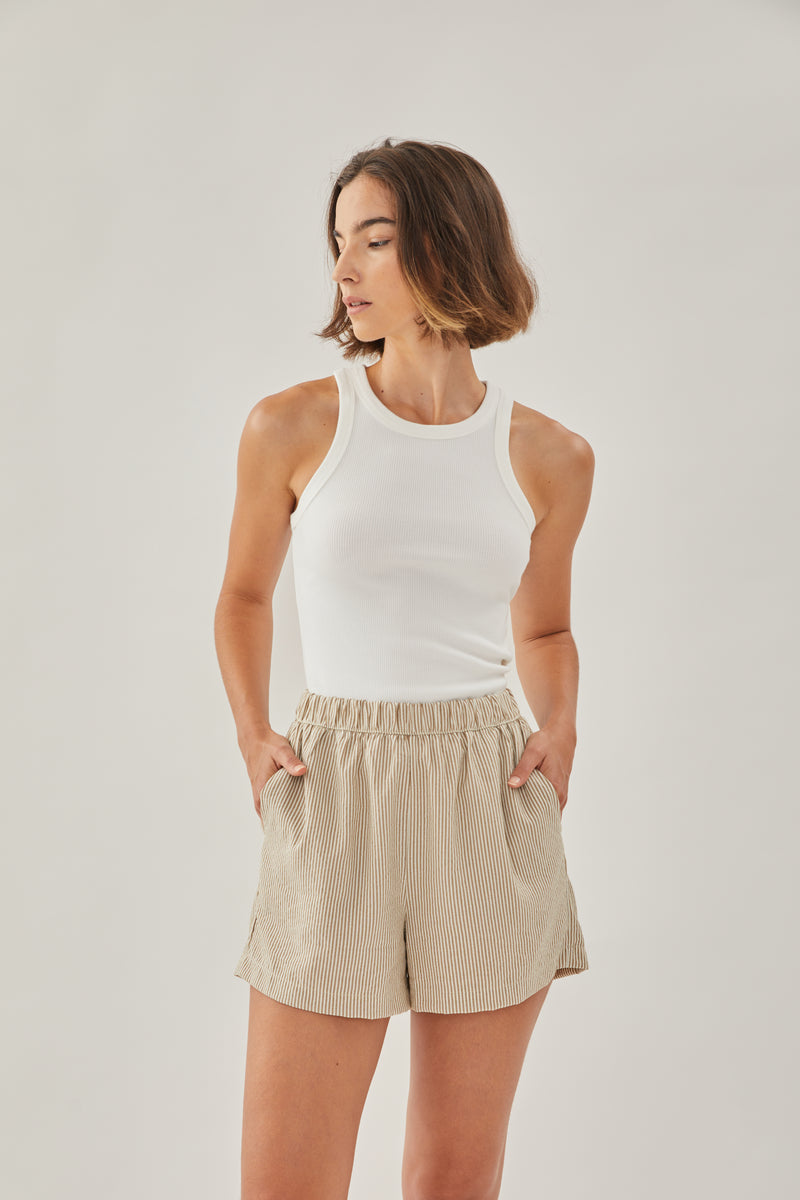 Relaxed Shorts in Stripe Brown