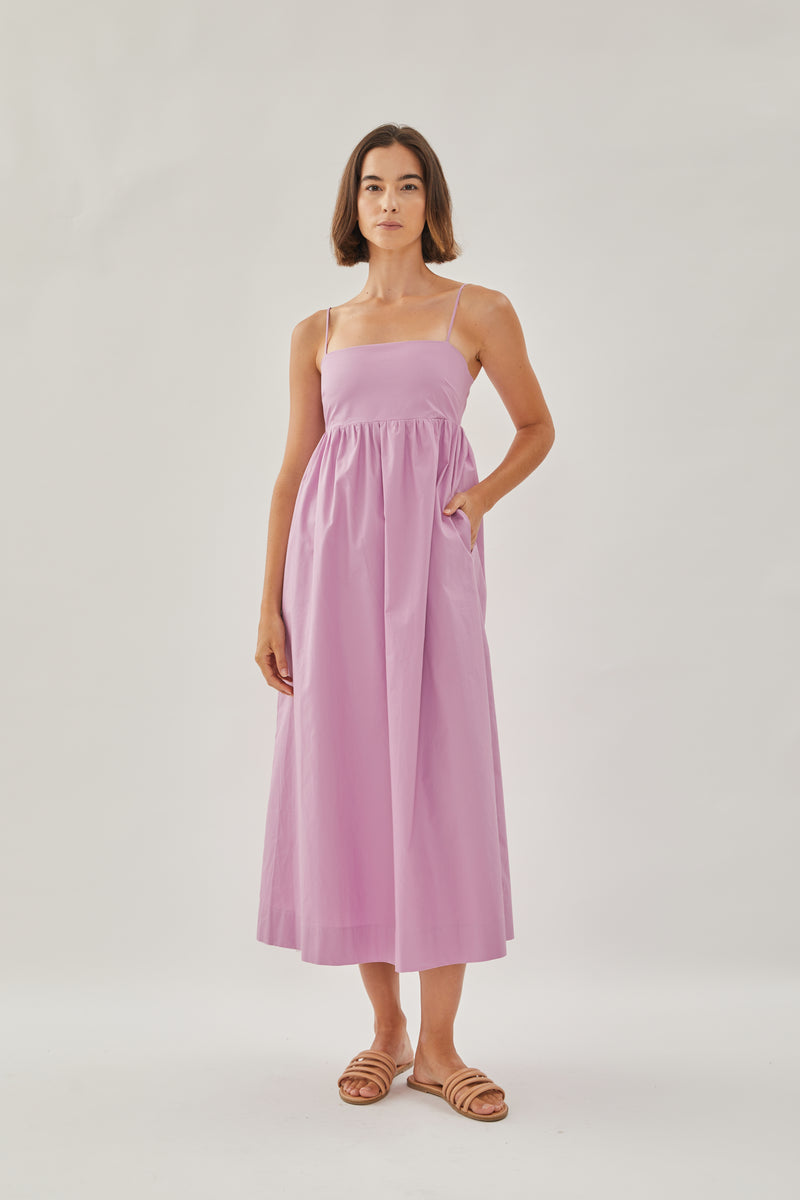 Cotton Cami Midi Dress in Hibiscus