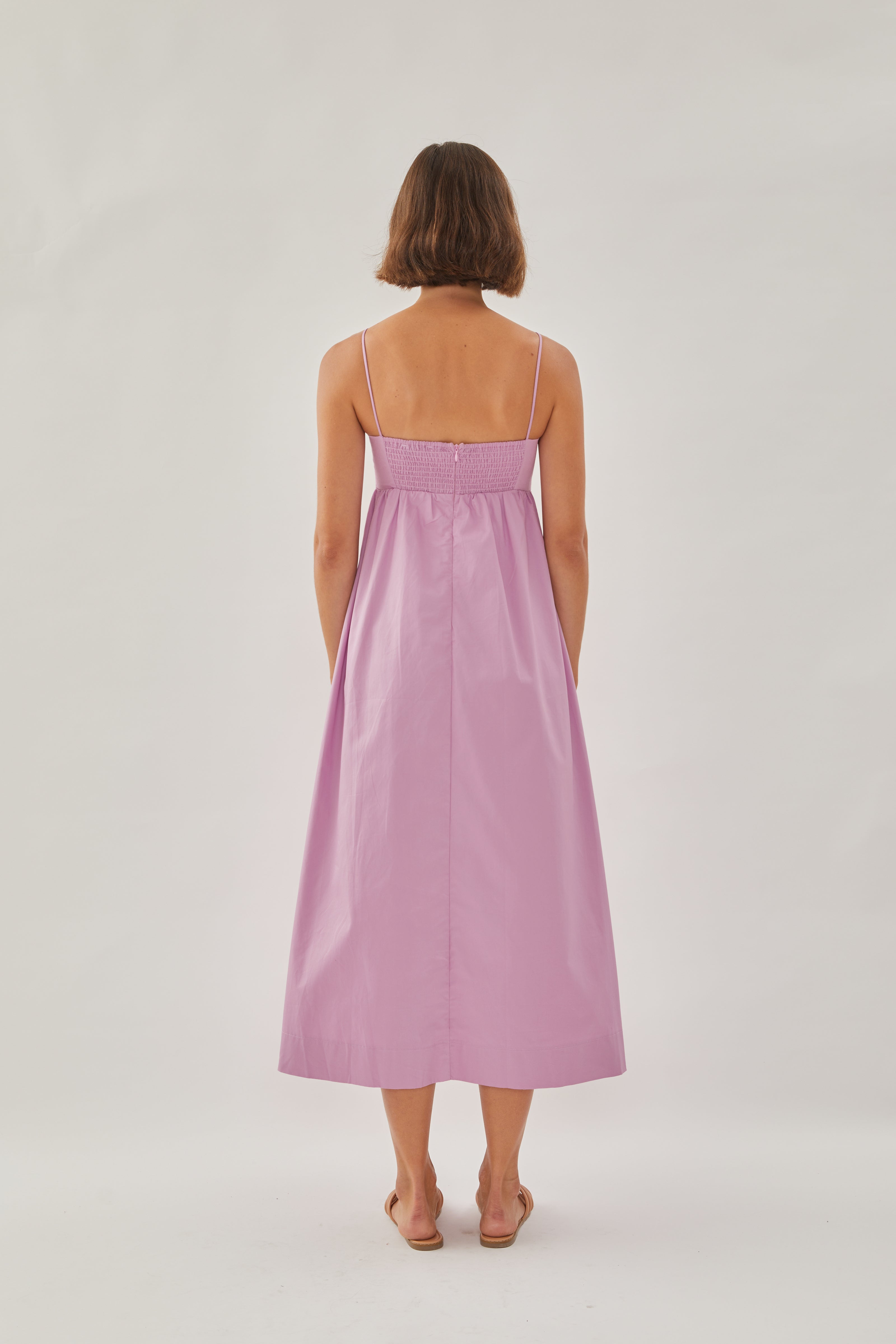 Cotton Cami Midi Dress in Hibiscus