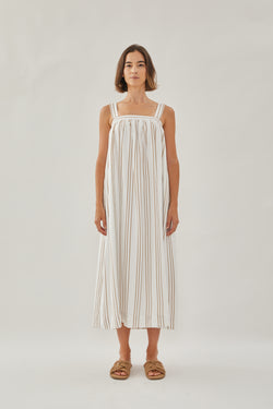 On the Hillside Maxi Dress in Stripe Tan