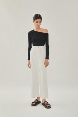 Asymmetrical Rib Top in Black