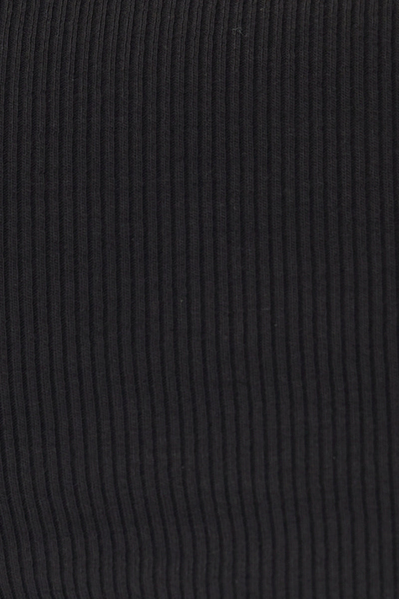 Asymmetrical Rib Top in Black