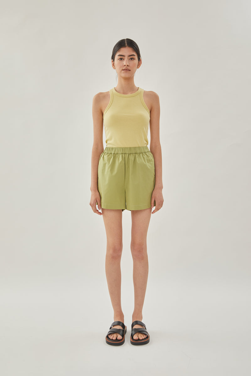 Cotton Relaxed Shorts in Fern