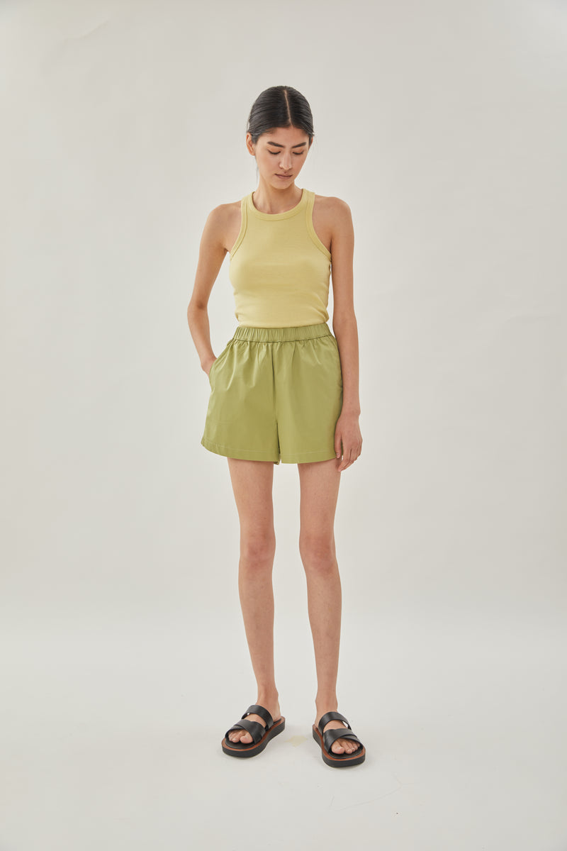 Cotton Relaxed Shorts in Fern