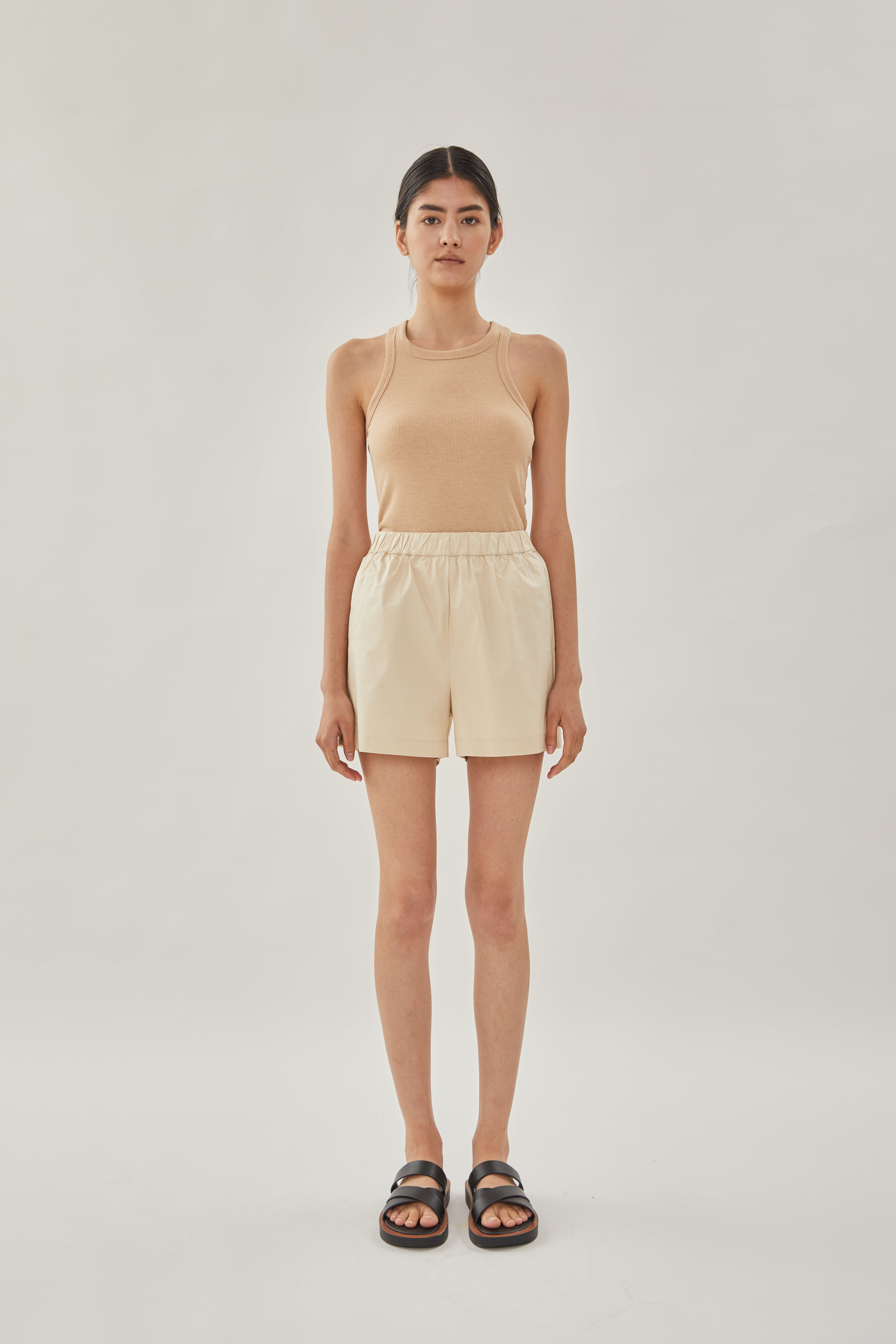 Cotton Relaxed Shorts in Sand