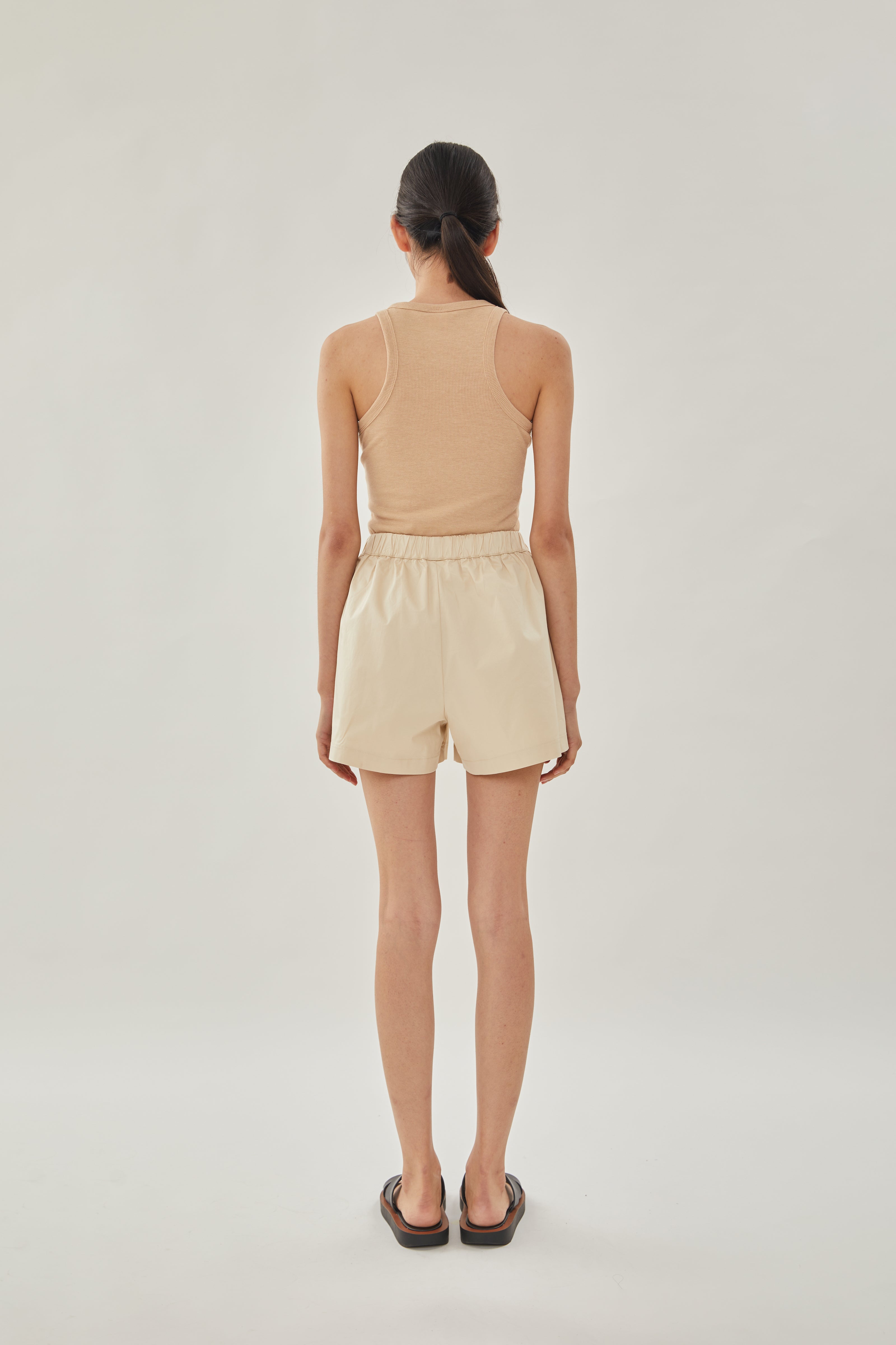 Cotton Relaxed Shorts in Sand
