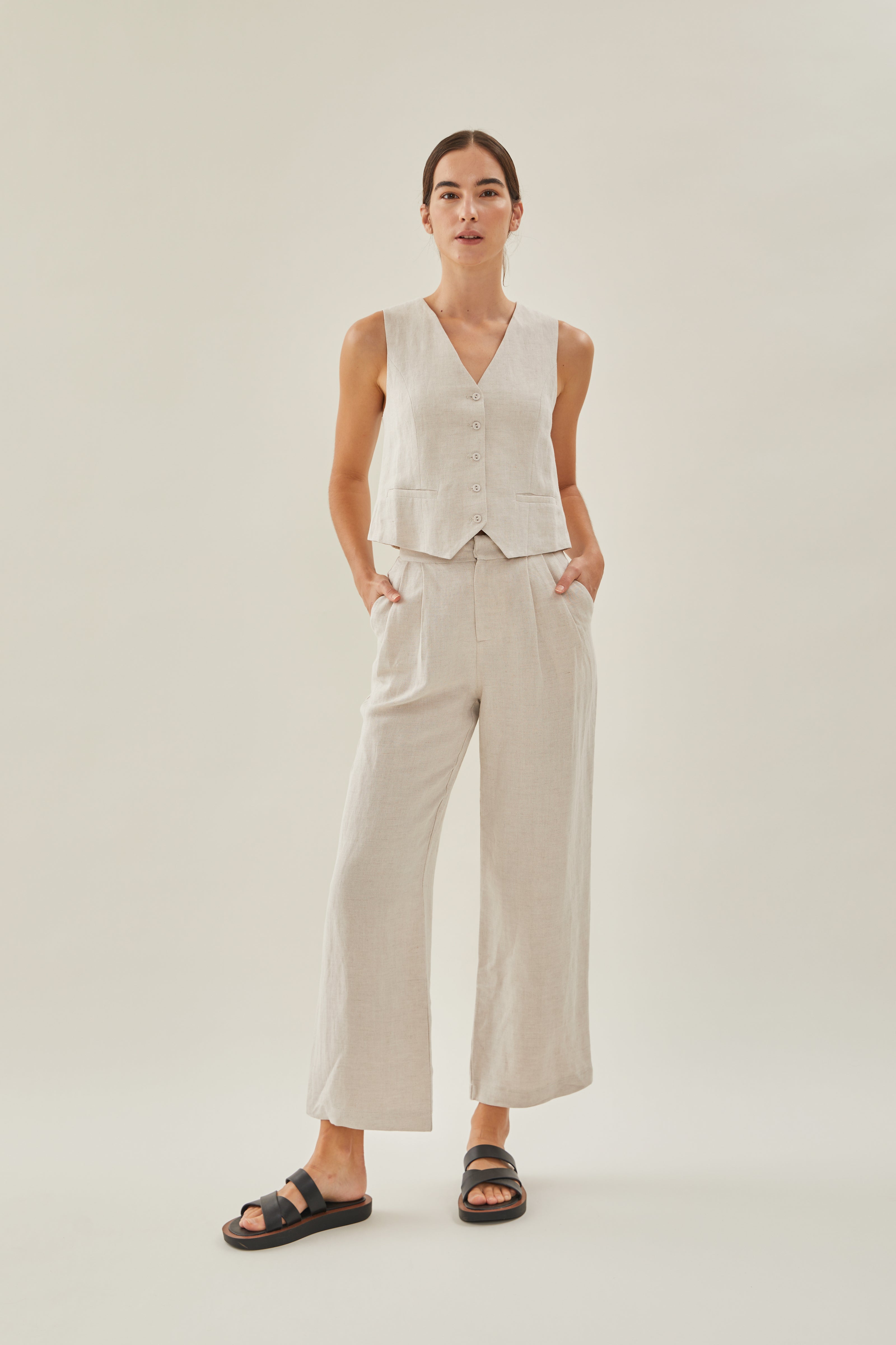 Linen Suit Trousers in Natural