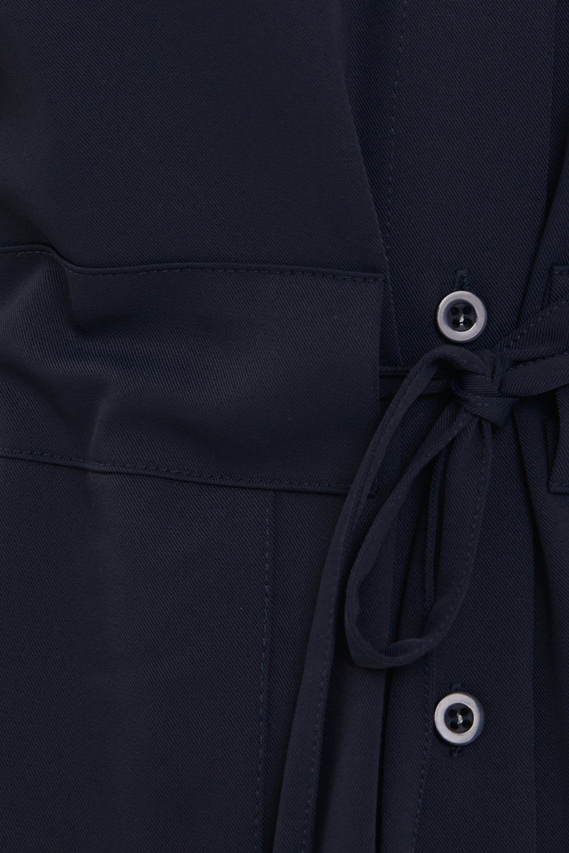 Belted Midi Shirt Dress in Dark Navy – KLARRA
