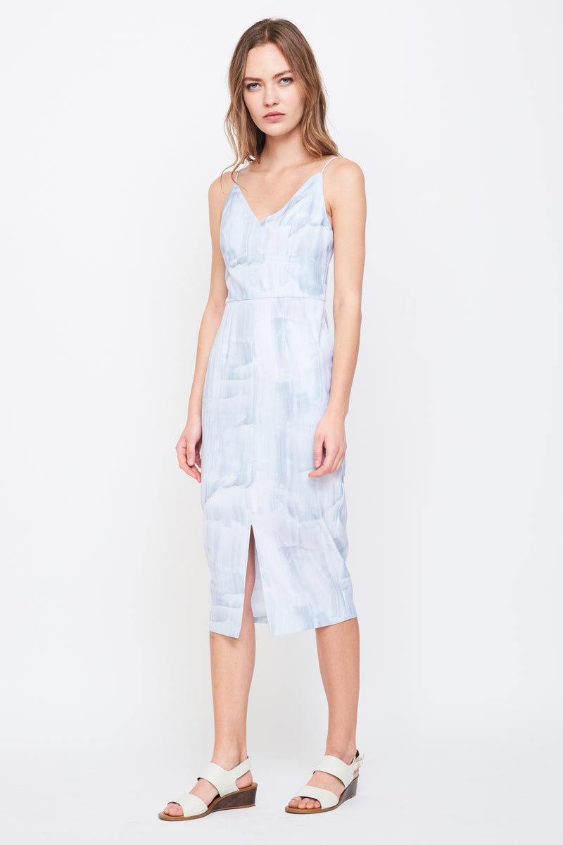 V Neck Tailored Dress in Print