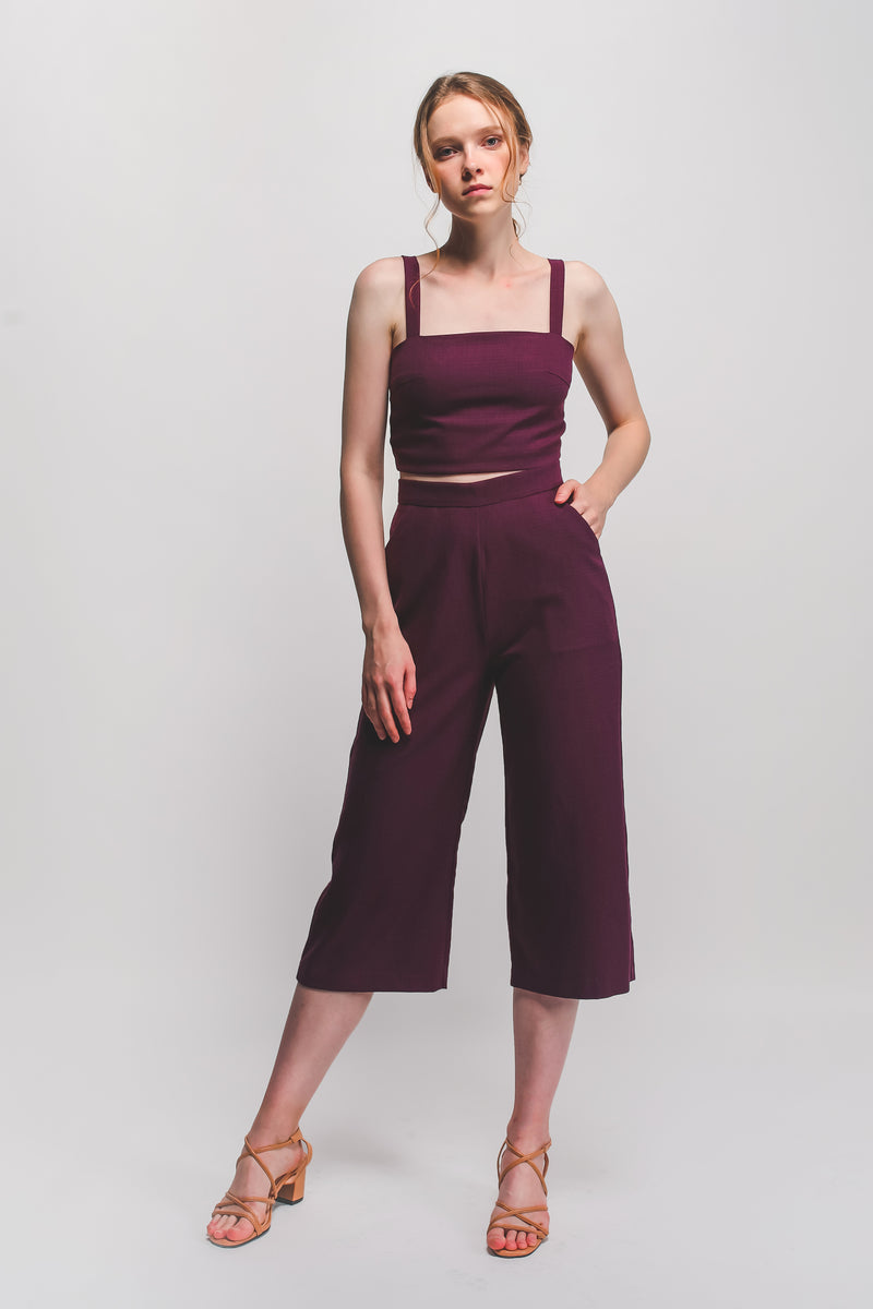 Textured Cropped Top In Plum