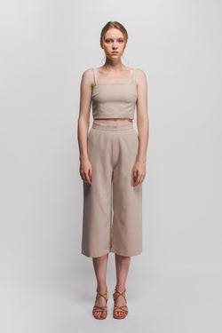 Textured Cropped Top In Beige