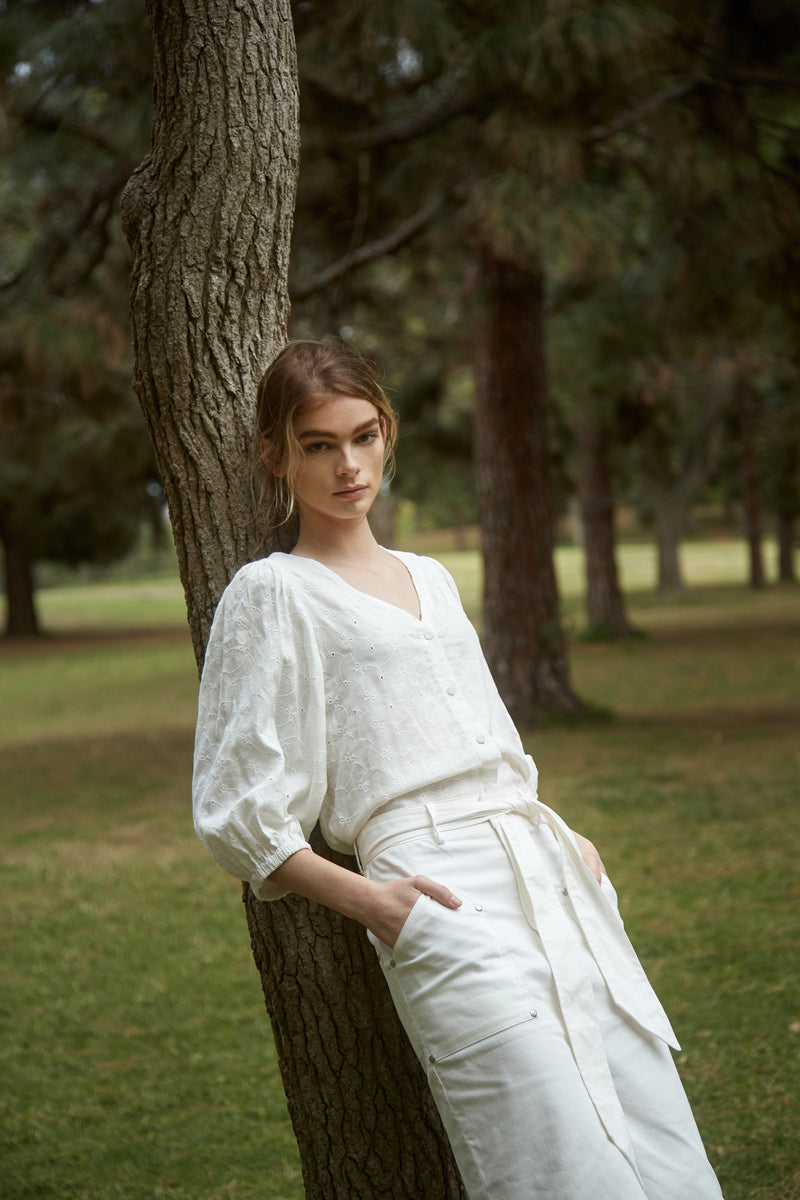 Crochet Blouse in Natural