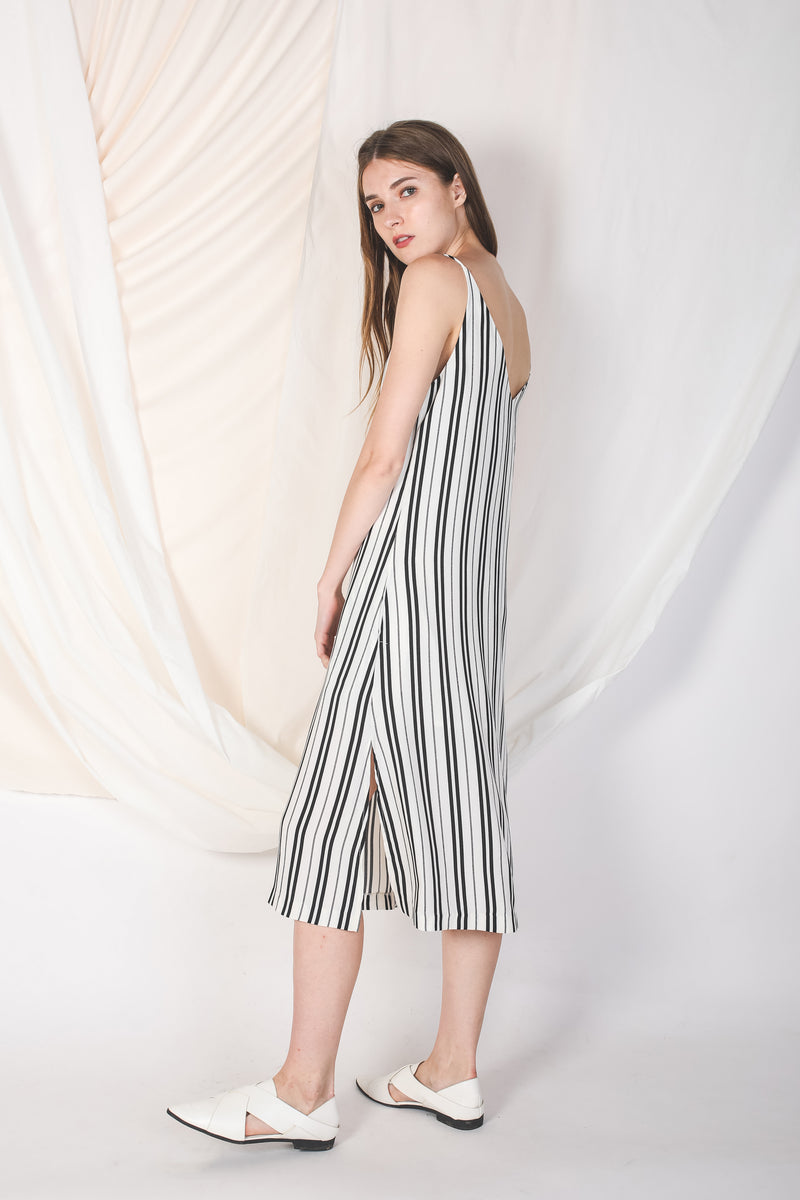 Contrast Striped Midi Dress