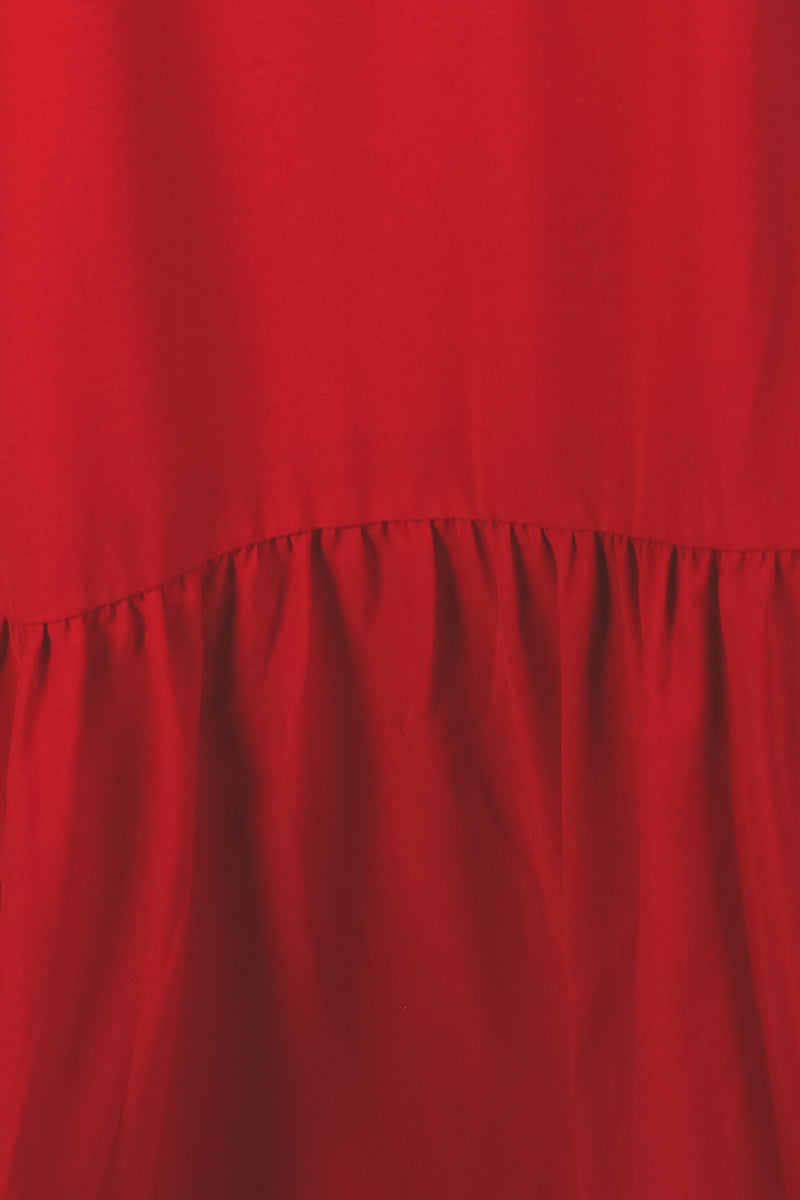 Ruffle Hem A-Line Dress In Red