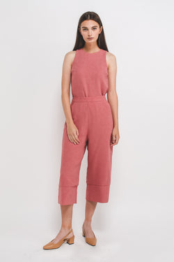 Textured Culottes w Hem Detailing In Pink
