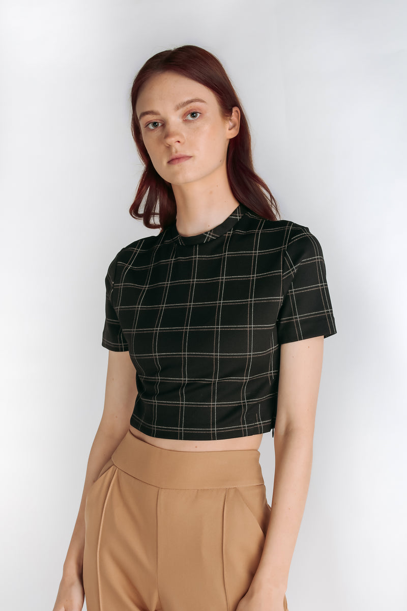 Checkered Crop Top in Black