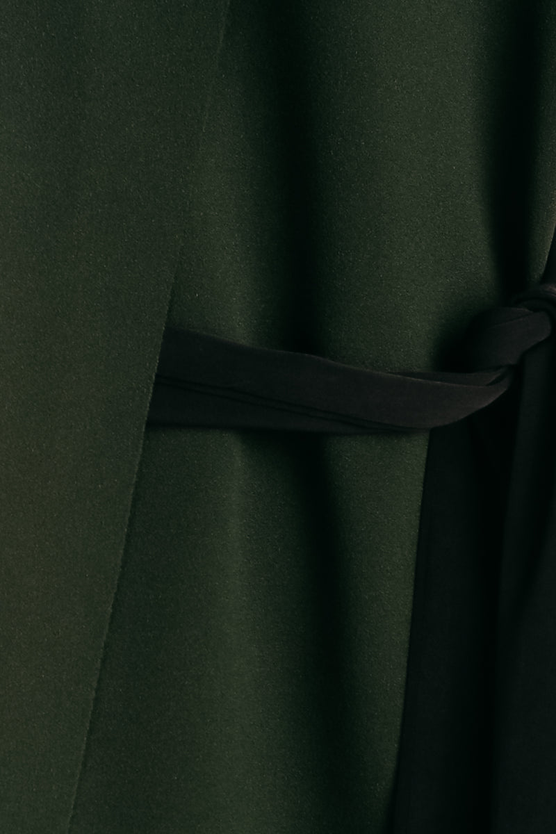 Panel Belted Dress In Forest Green