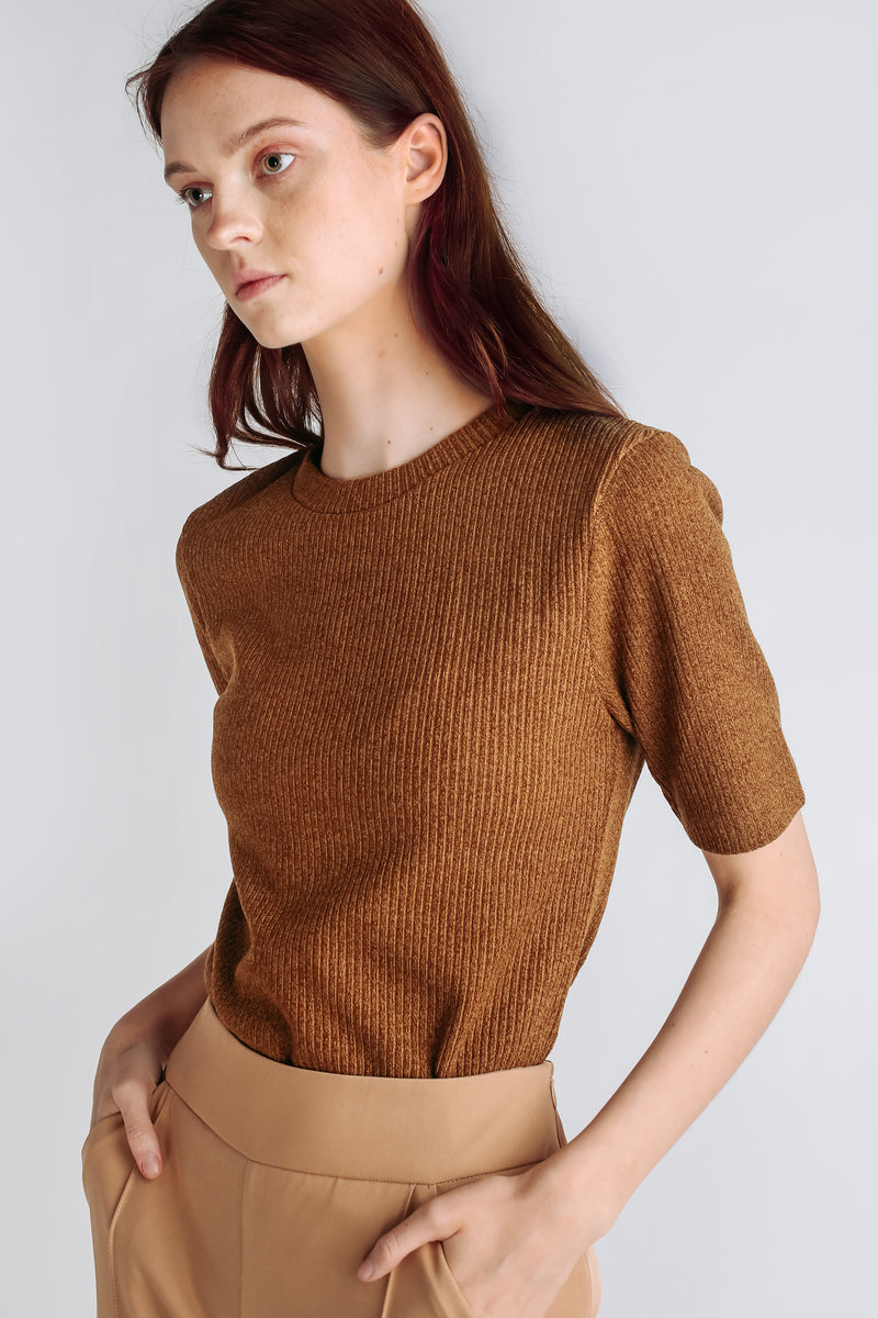 Classic Knitted Top In Mustard