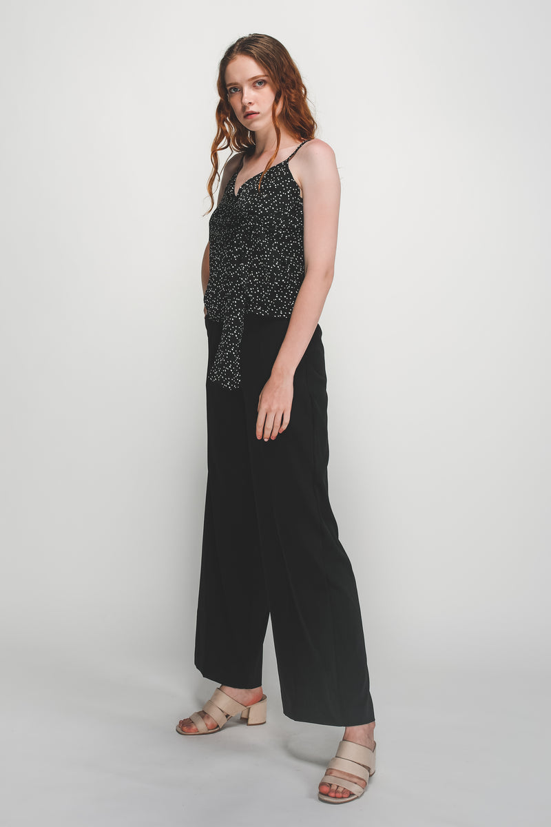 Tie Wrap Detail Camisole In Black Polka Dot