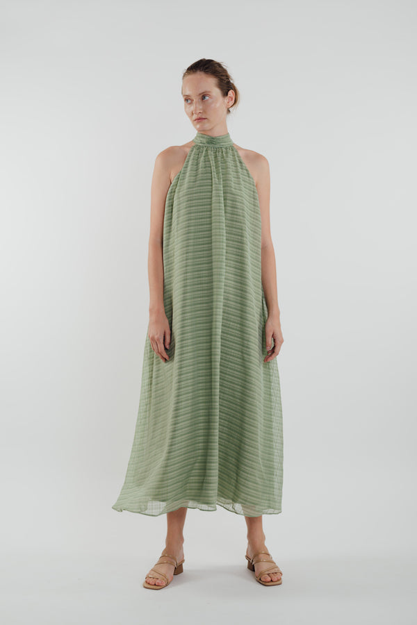 High Neck Maxi Dress in Sage