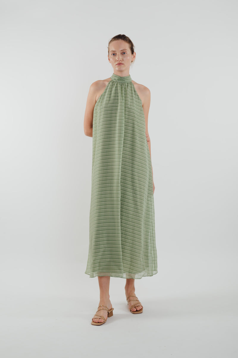 High Neck Maxi Dress in Sage