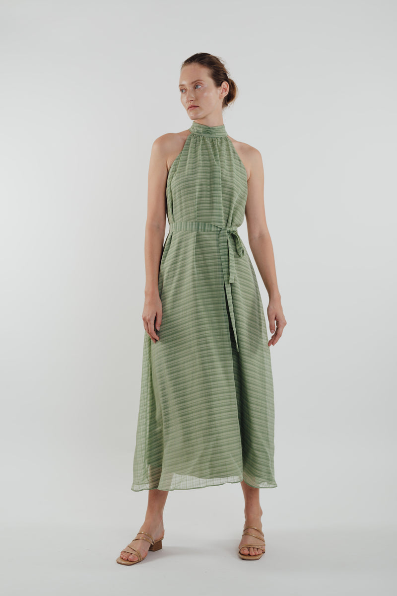 High Neck Maxi Dress in Sage