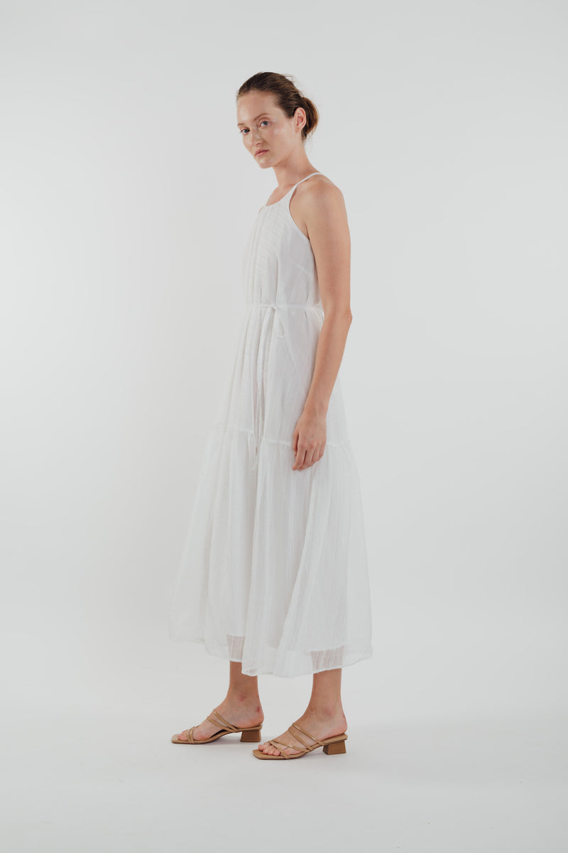 White chiffon hot sale midi dress