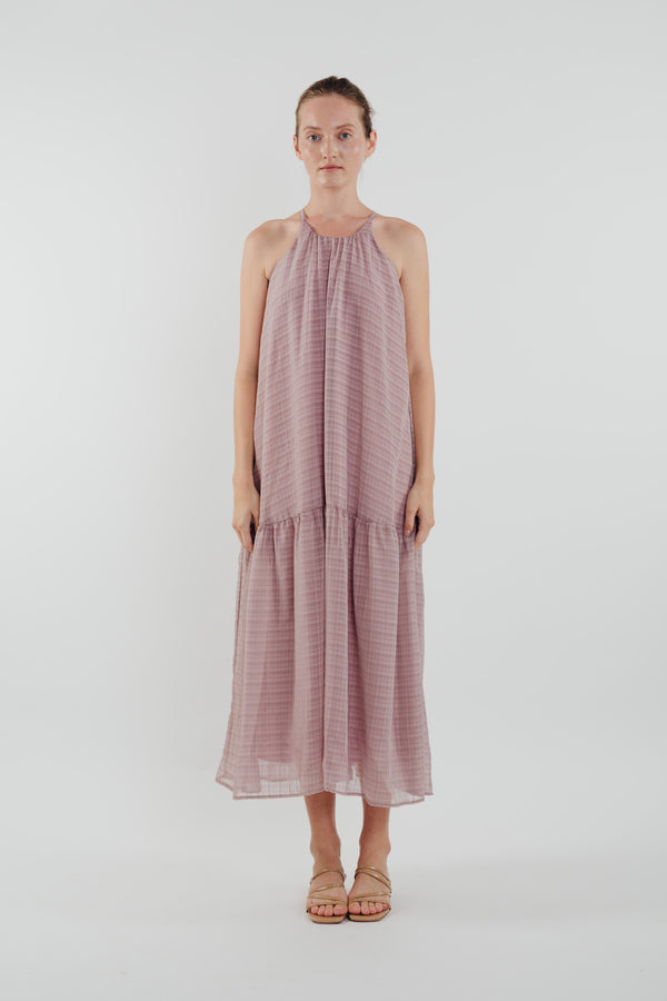 Chiffon Tiered Maxi Dress in Rose