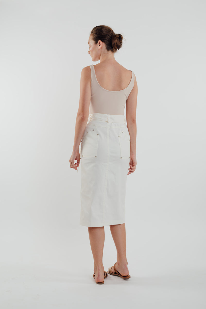 Denim Skirt in White