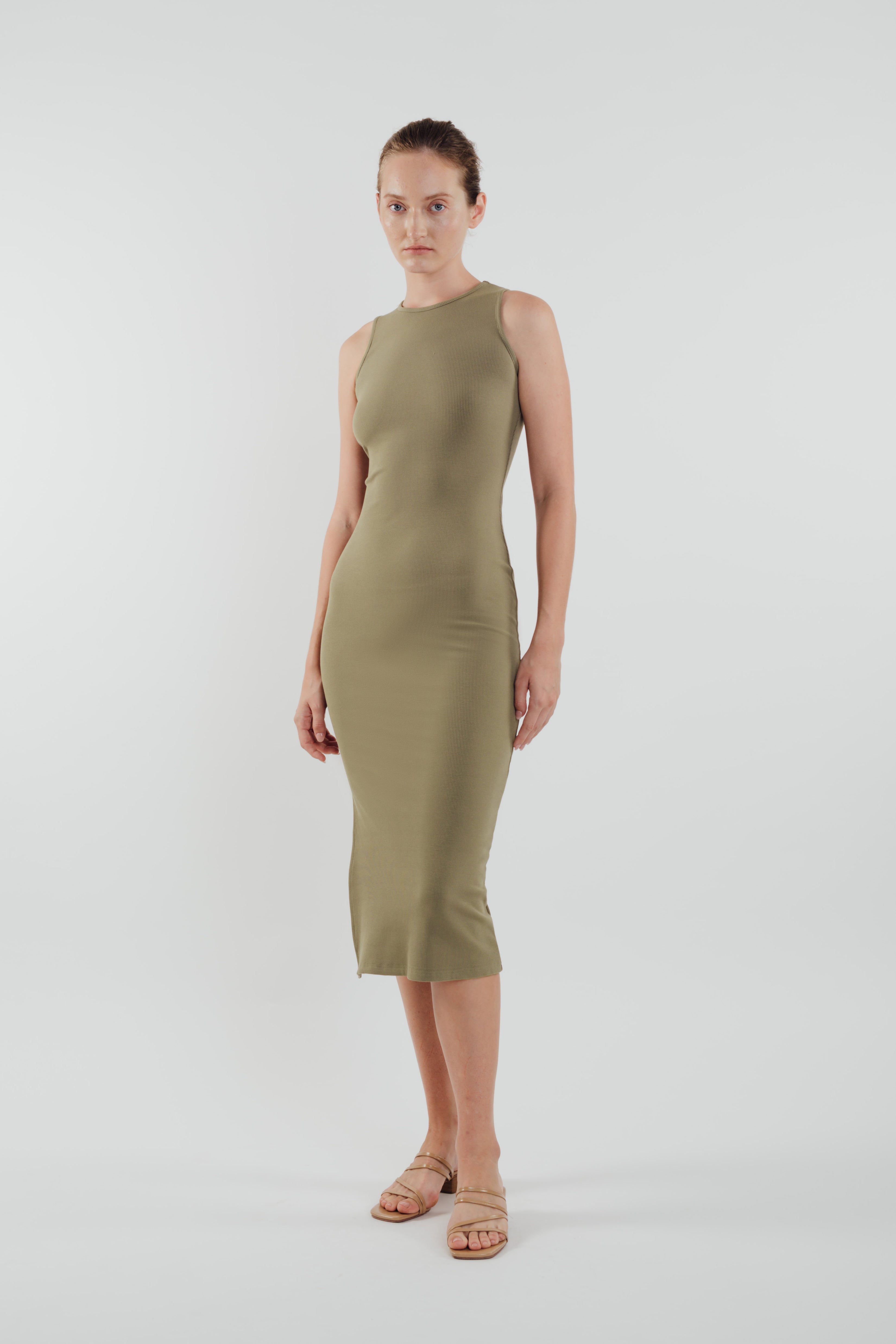 Knitted Dress in Olive
