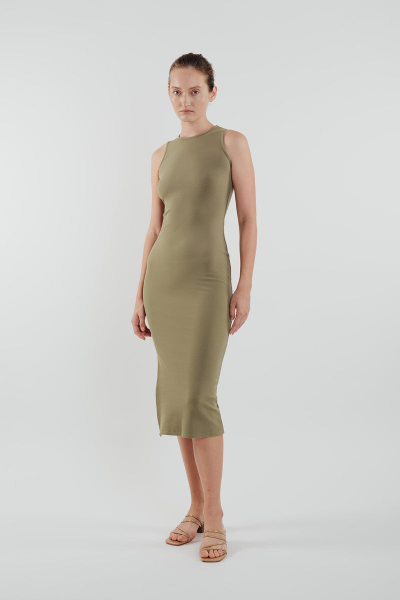 Knitted Dress in Olive