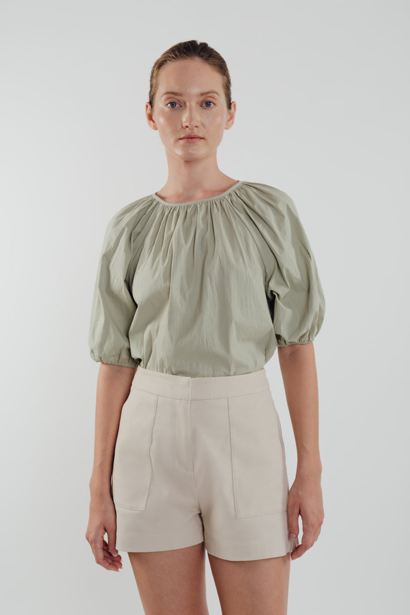 Bubble Sleeve Top in Sage