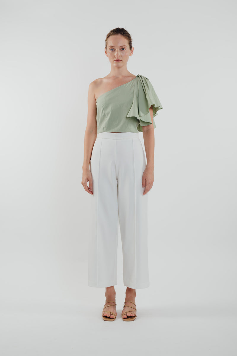 Toga Top with Frilled Sleeve in Sage