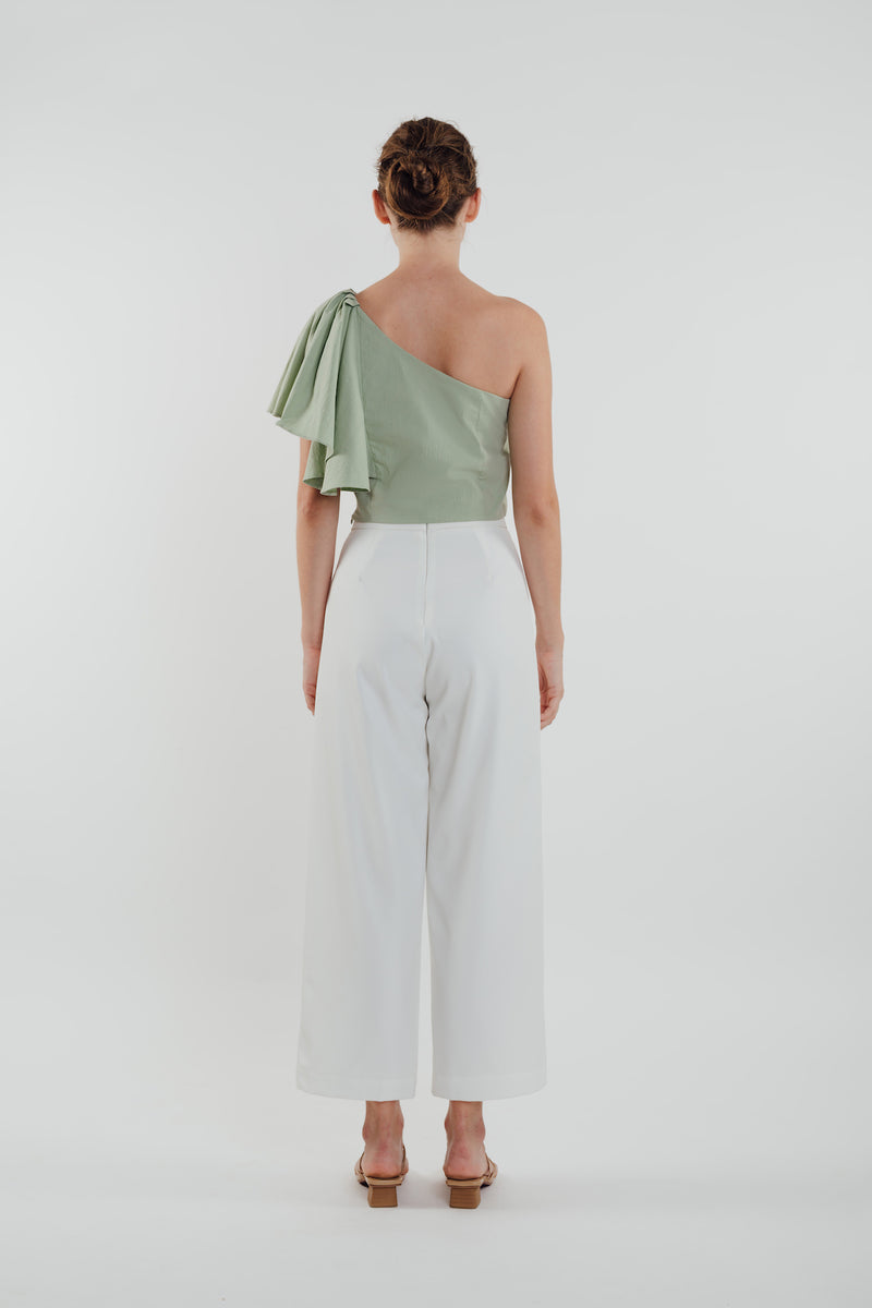 Toga Top with Frilled Sleeve in Sage
