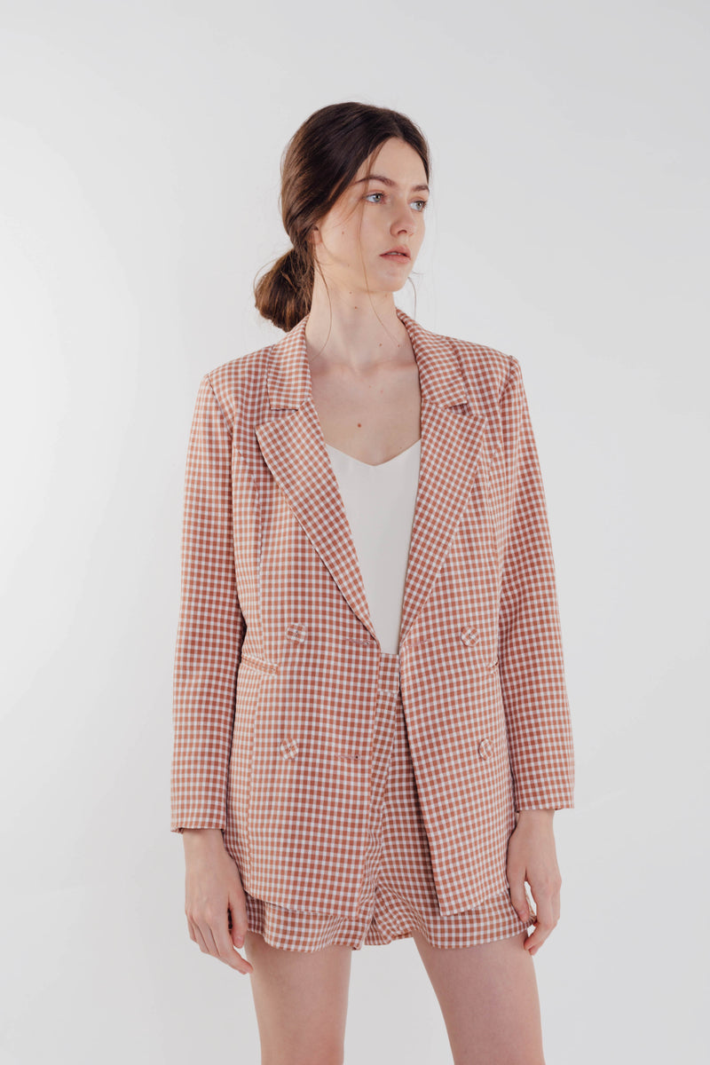 Gingham Blazer in Rose