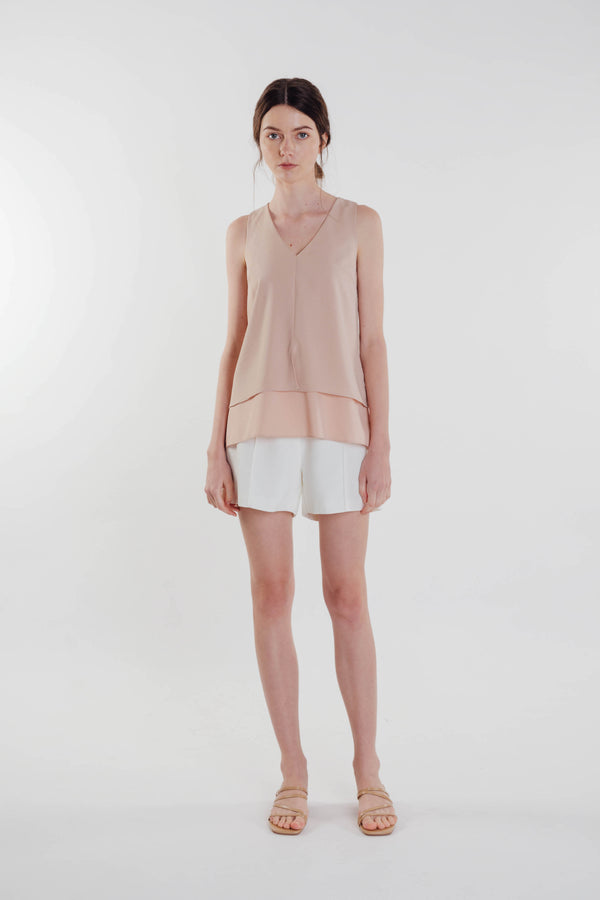 V-Neck Layered Top in Pink